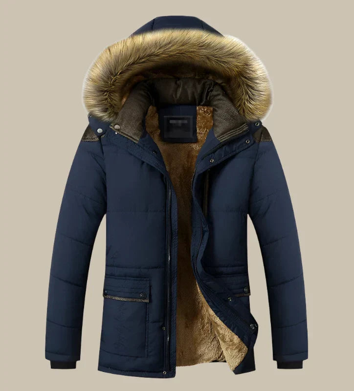 Parka Aspen | Giacca invernale impermeabile lunga per uomo con colletto in pelliccia e fodera in fleece