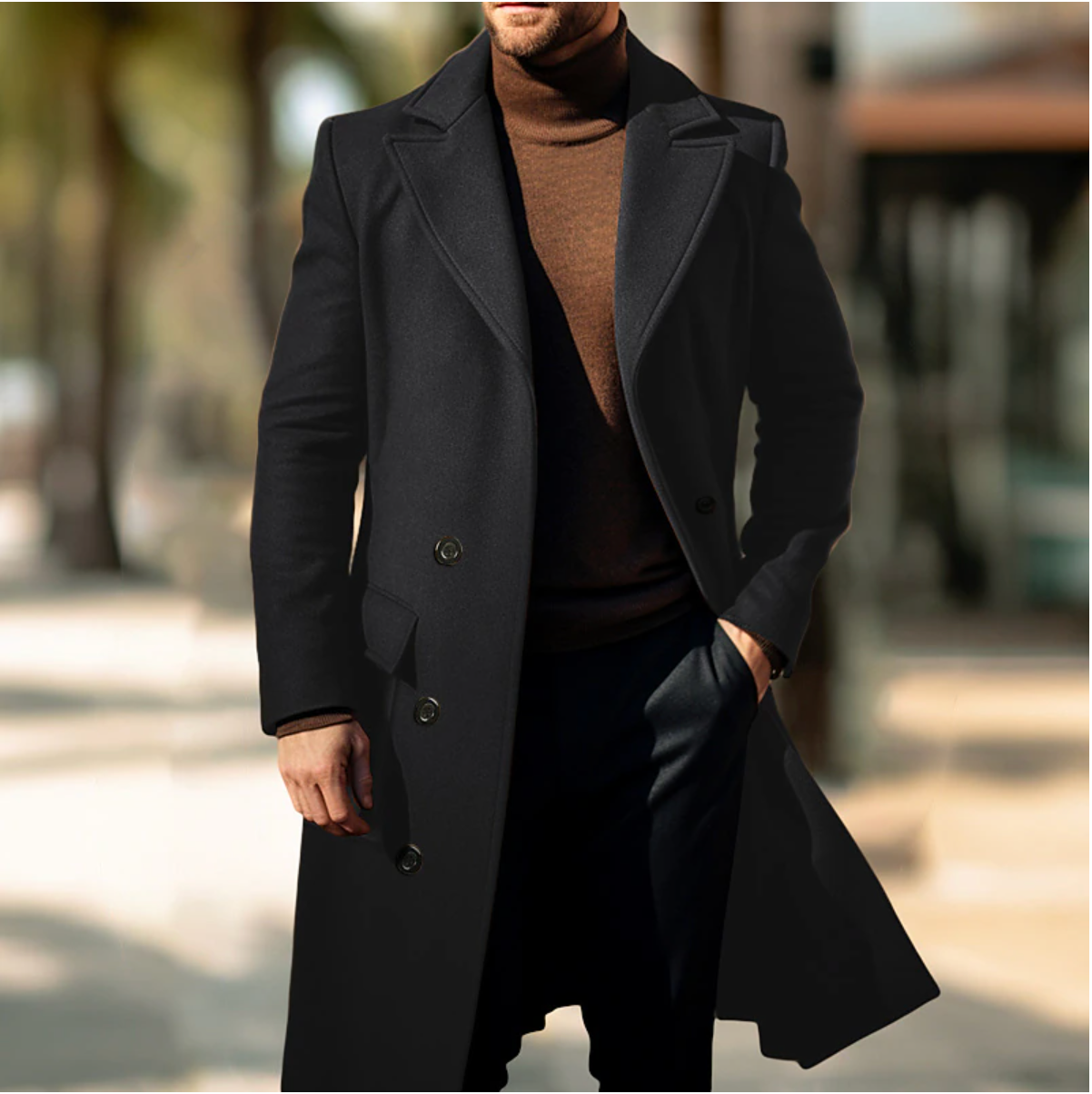 James - Elegante Cappotto Lungo da Uomo per Autunno e Inverno