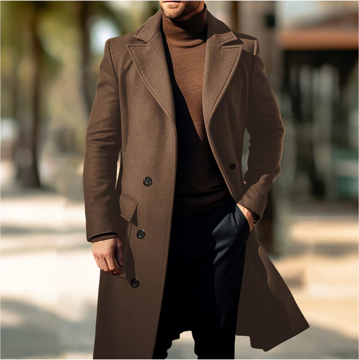 James - Elegante Cappotto Lungo da Uomo per Autunno e Inverno