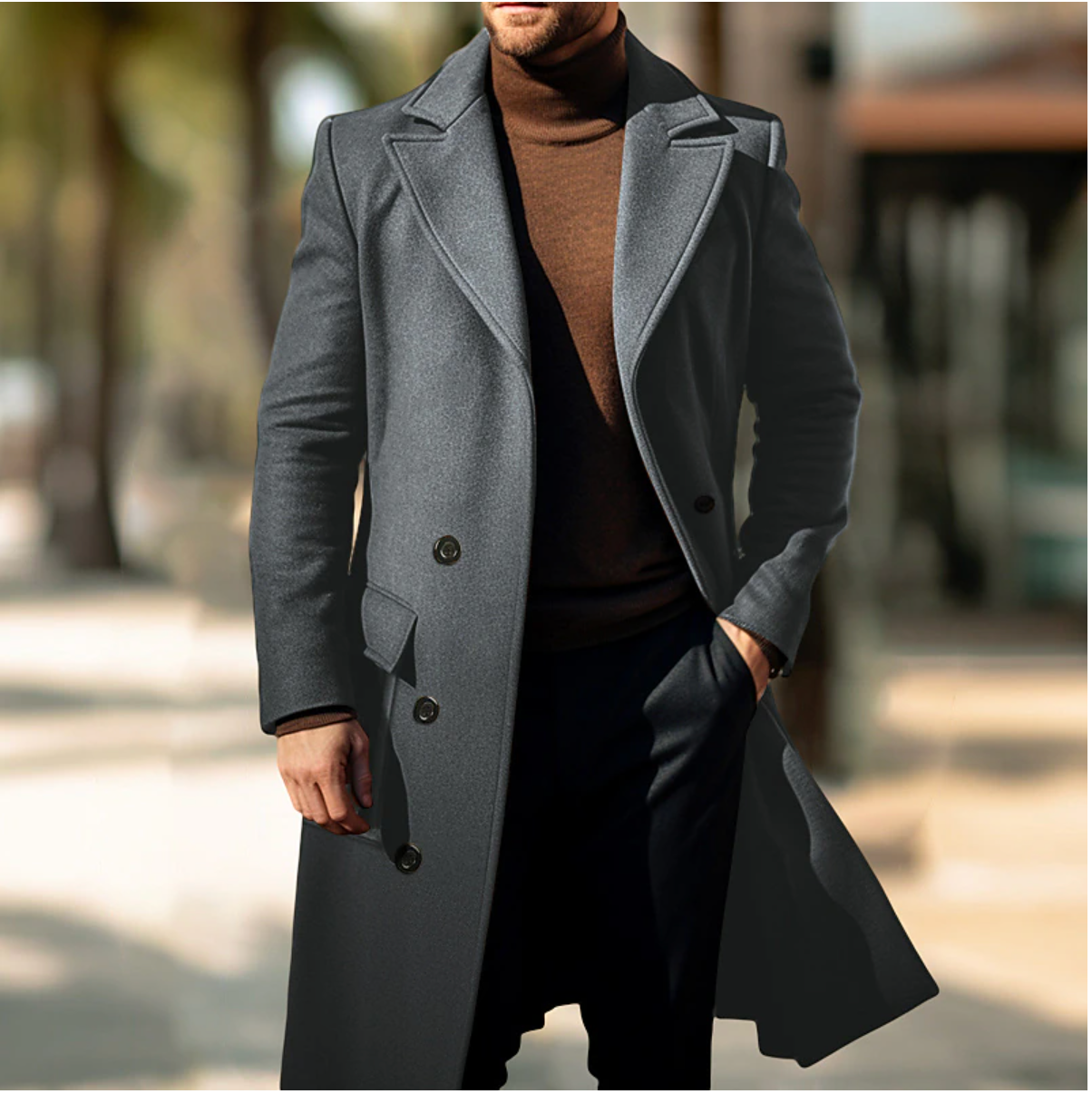 James - Elegante Cappotto Lungo da Uomo per Autunno e Inverno