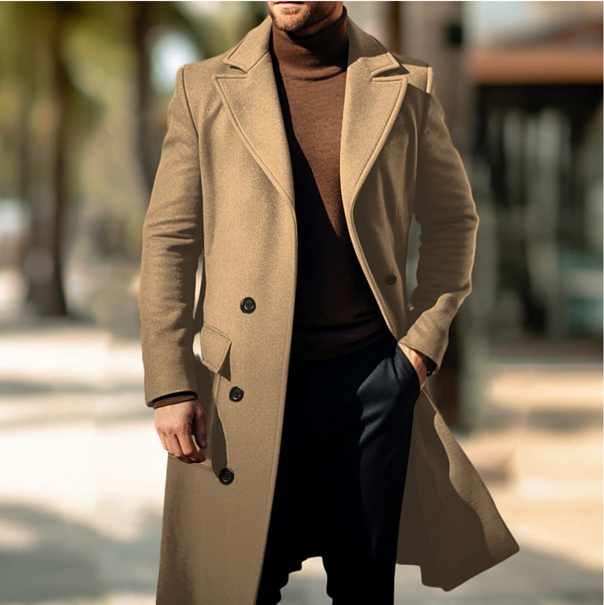 James - Elegante Cappotto Lungo da Uomo per Autunno e Inverno