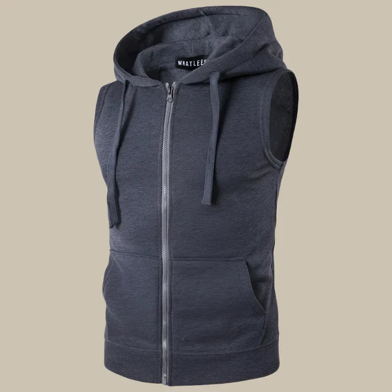 Marco - Hoodie senza maniche con zip e cappuccio per un look casual elegante