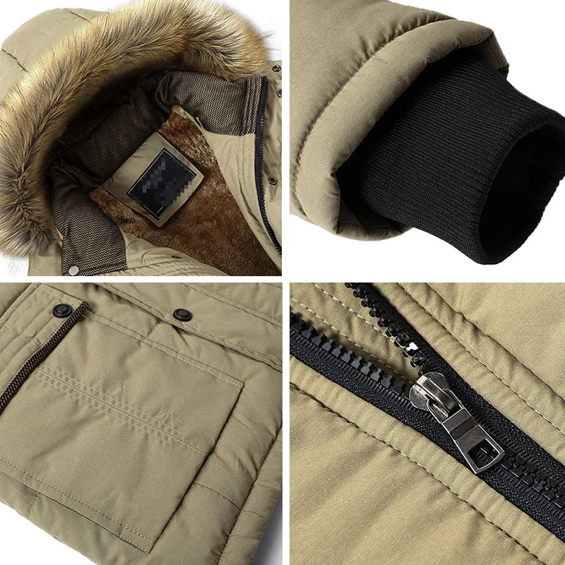 Parka Aspen | Giacca invernale impermeabile lunga per uomo con colletto in pelliccia e fodera in fleece