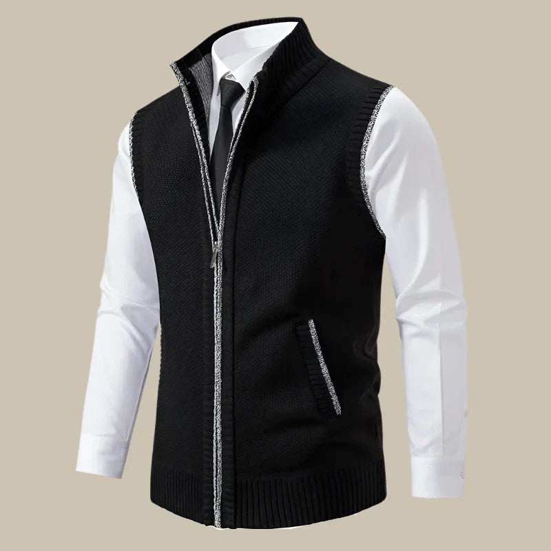 Castro - Gilet casual senza maniche per uomo con zip in maglia morbida