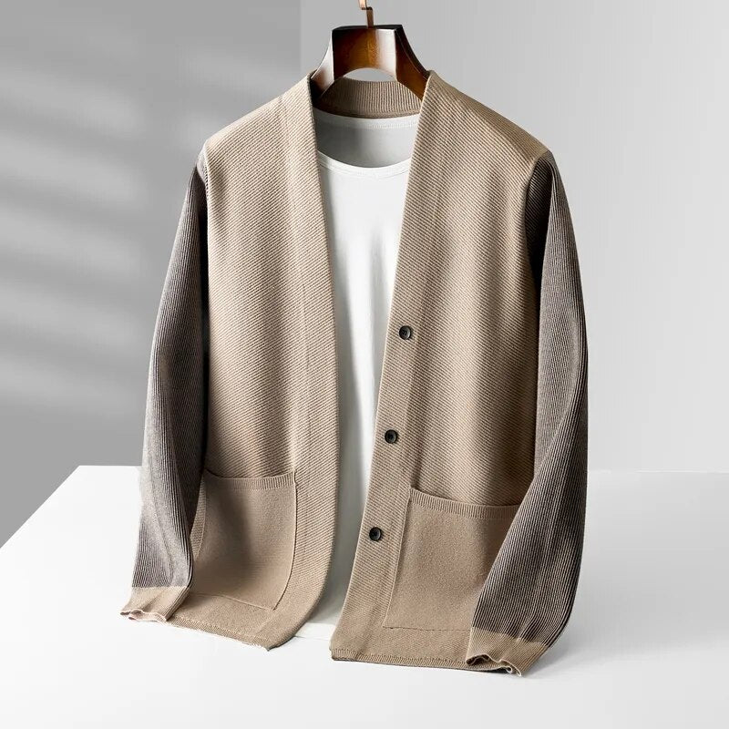 Brandon - Cardigan Elegante in Lana Vergine per l'Autunno per Uomo