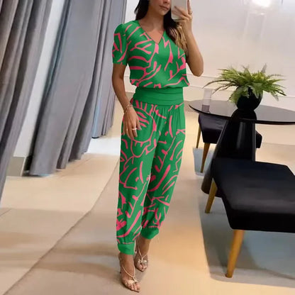 Set Elegante di Top e Pantaloni per un Look Chic Senza Sforzo Stile Italiano