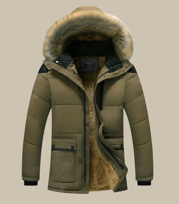 Parka Aspen | Giacca invernale impermeabile lunga per uomo con colletto in pelliccia e fodera in fleece