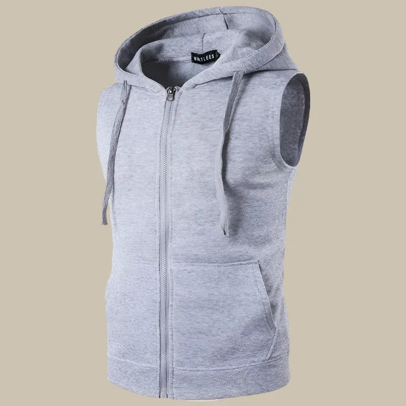 Marco - Hoodie senza maniche con zip e cappuccio per un look casual elegante