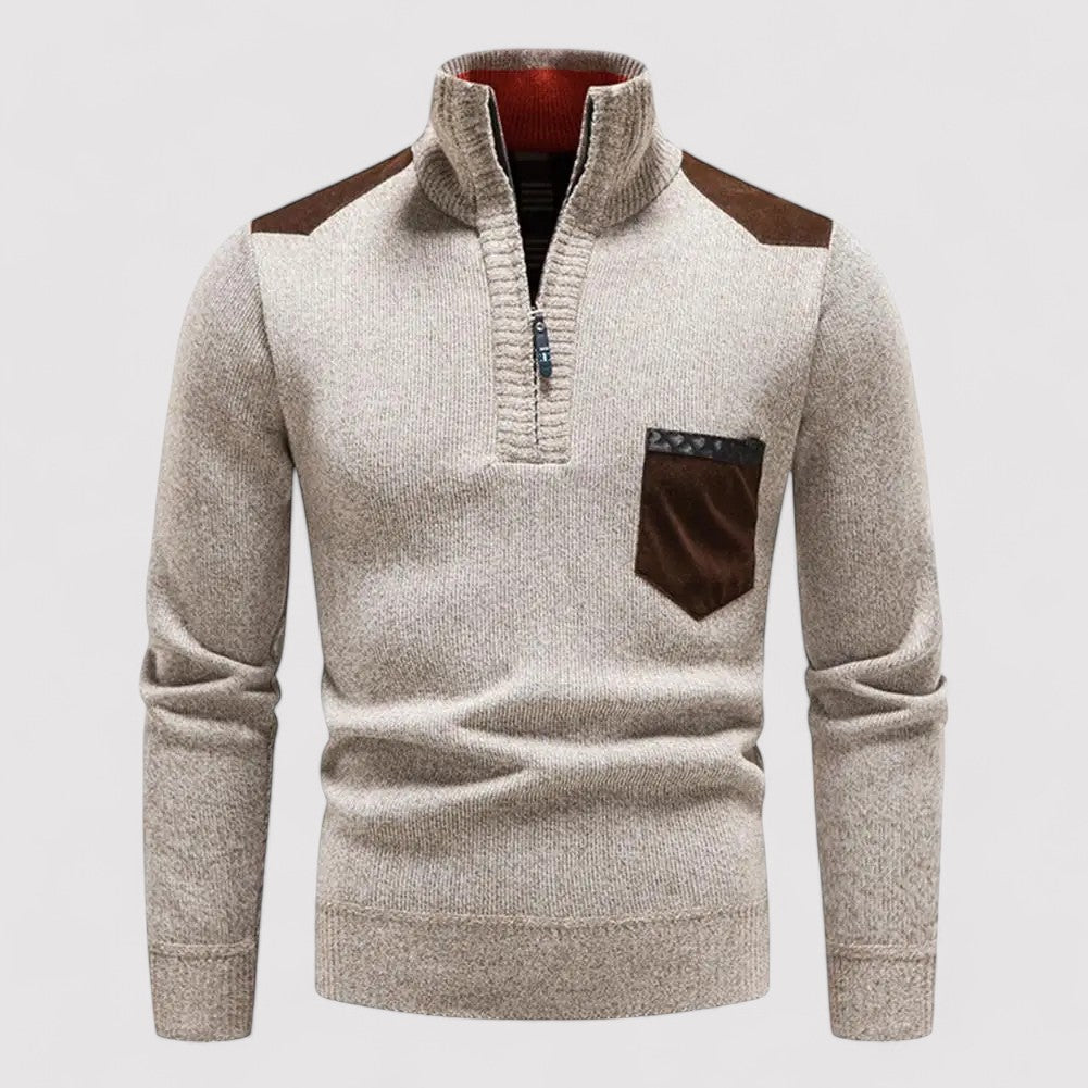 Pullover Uomo Mezza Zip in Lana Merino di Alta Qualità Stile Italiano