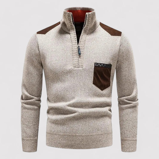Pullover Uomo Mezza Zip in Lana Merino di Alta Qualità Stile Italiano