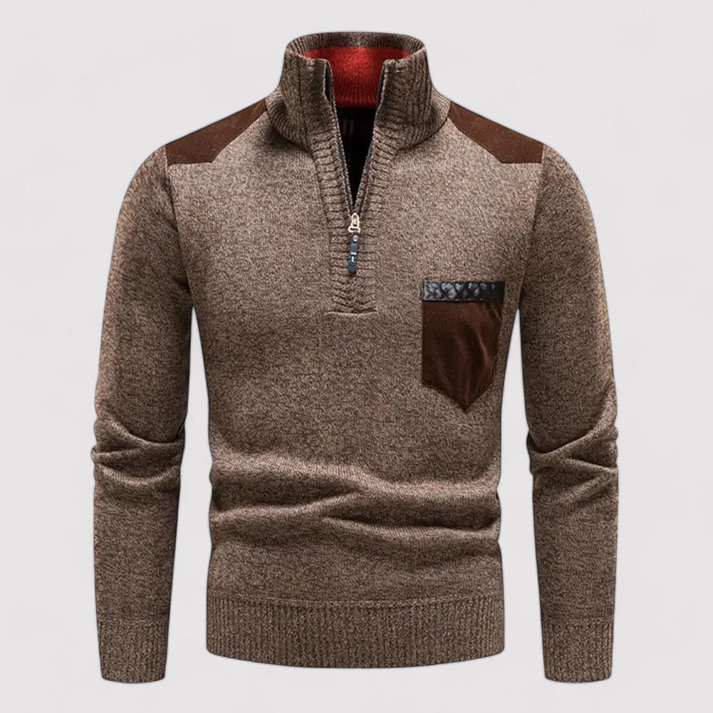 Pullover Uomo Mezza Zip in Lana Merino di Alta Qualità Stile Italiano
