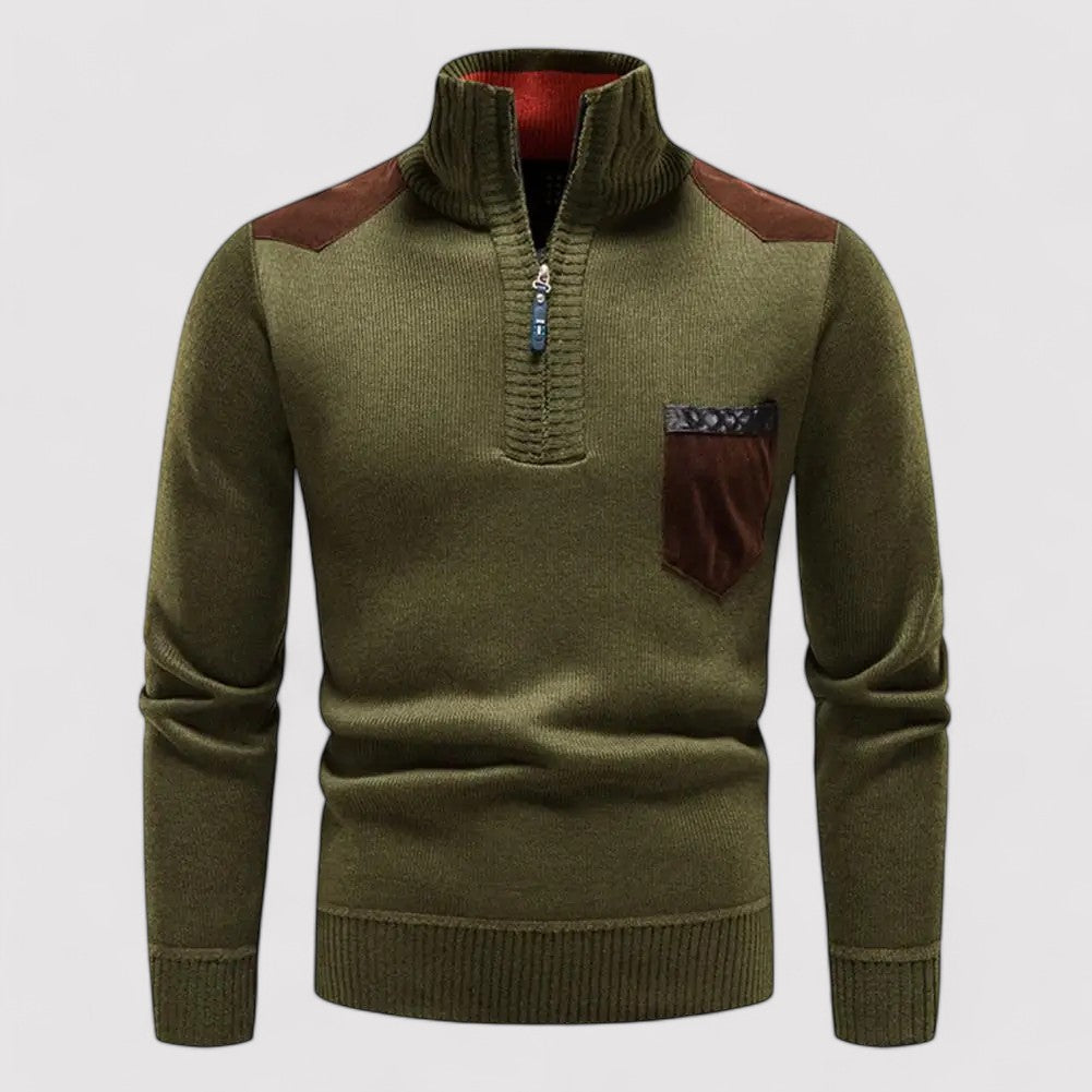 Pullover Uomo Mezza Zip in Lana Merino di Alta Qualità Stile Italiano