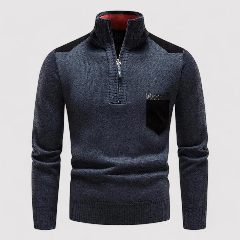 Pullover Uomo Mezza Zip in Lana Merino di Alta Qualità Stile Italiano