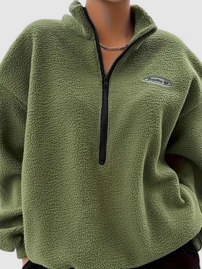 Felpa Elegante da Donna con Zip, Morbida e Versatile per Ogni Occasione Stile Italiano