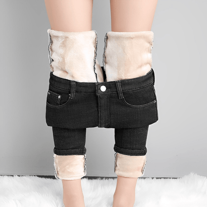Jeans in Pile Eleganti e Caldi per Donne - Perfetti per l'Inverno Stile Italiano