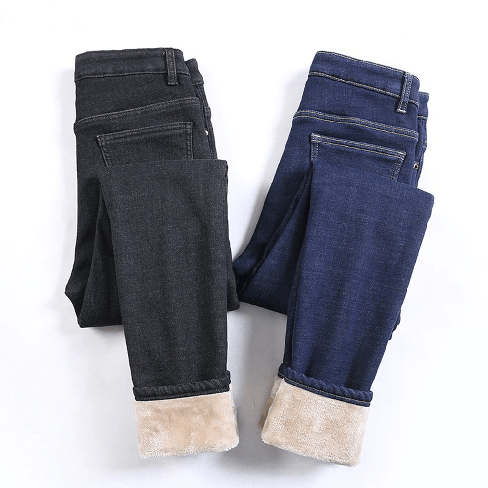 Jeans in Pile Eleganti e Caldi per Donne - Perfetti per l'Inverno Stile Italiano