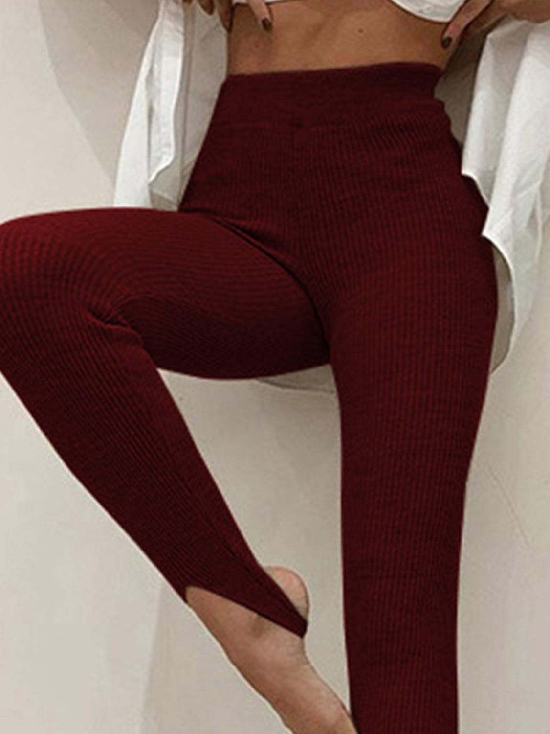 Leggings Casual a Righe con Vita Media per Donne - Comfort e Stile per l'Autunno Stile Italiano