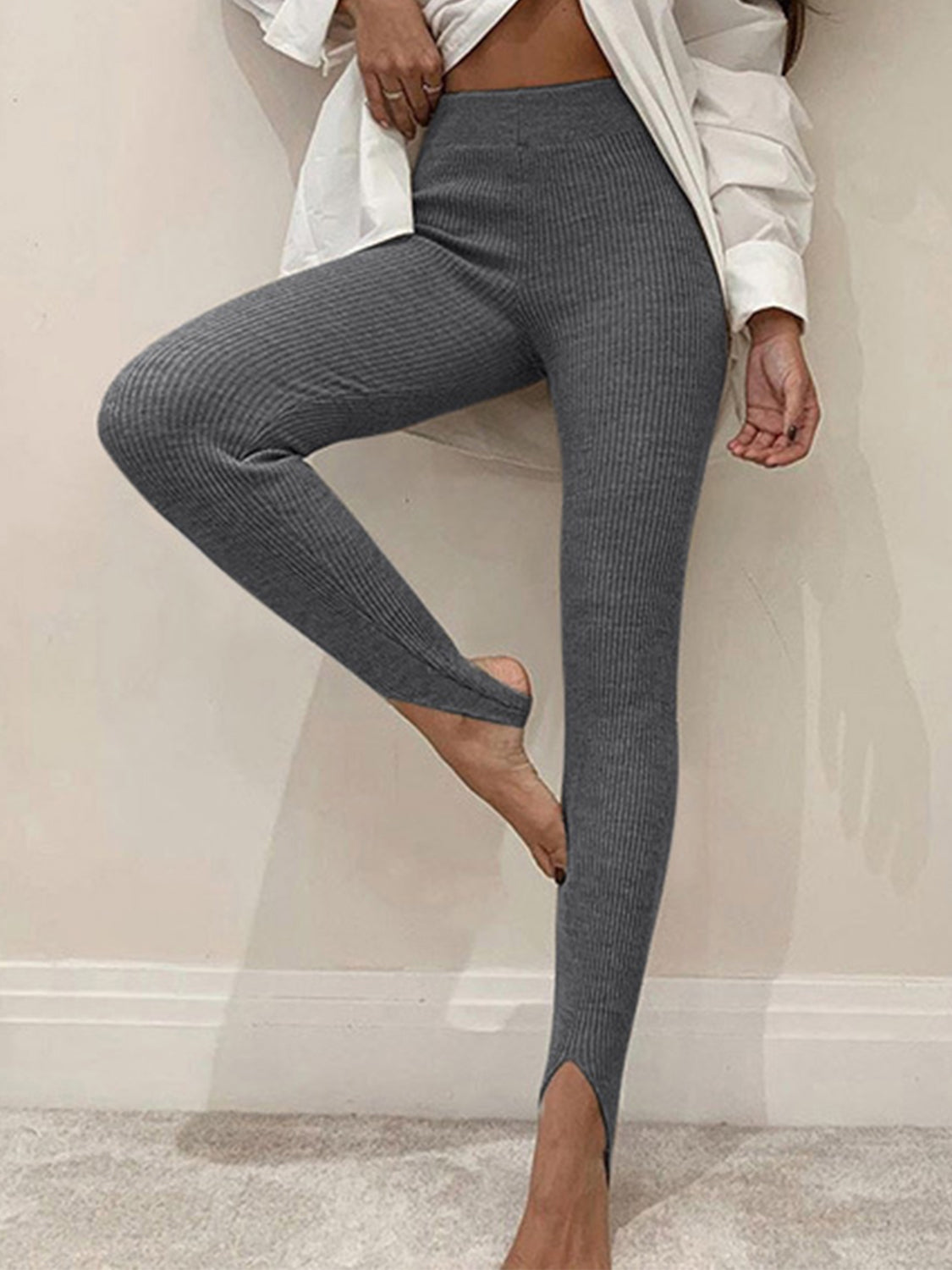 Leggings Casual a Righe con Vita Media per Donne - Comfort e Stile per l'Autunno Stile Italiano