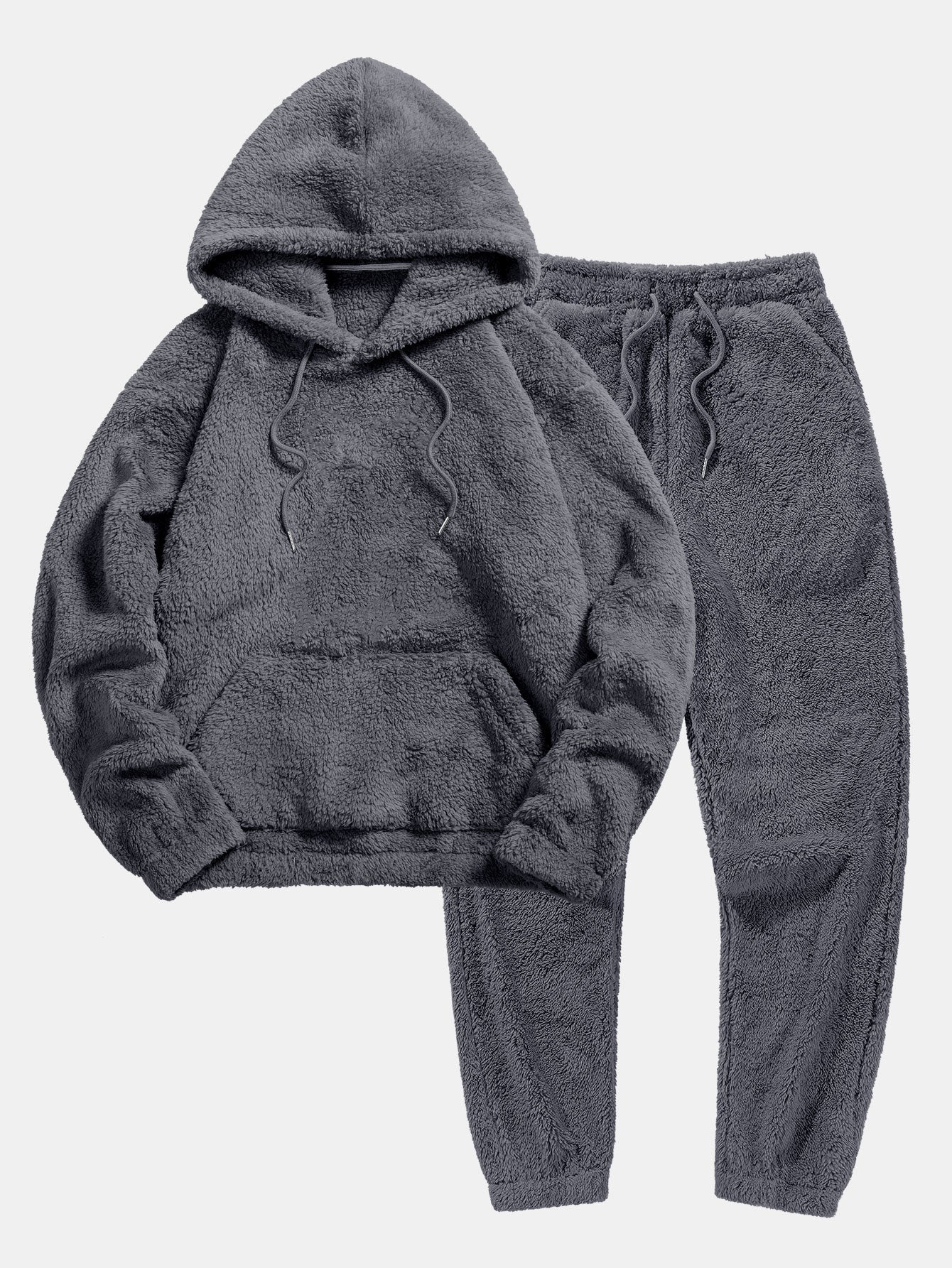 Set Casual in Teddy per Uomo: Hoodie e Joggers Eleganti per Inverno Stile Italiano