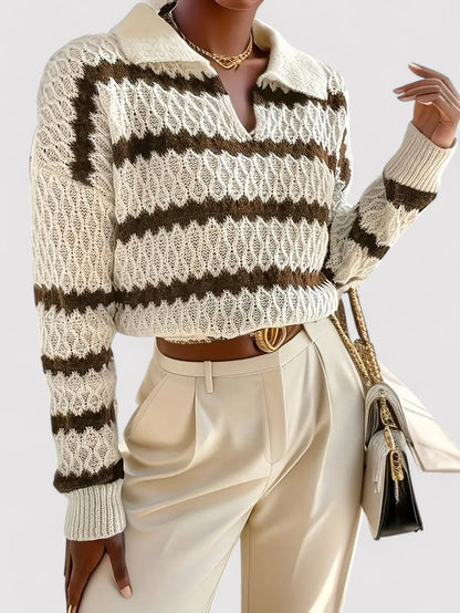 Maglione Autunnale Striato Elegante e Confortevole Stile Italiano