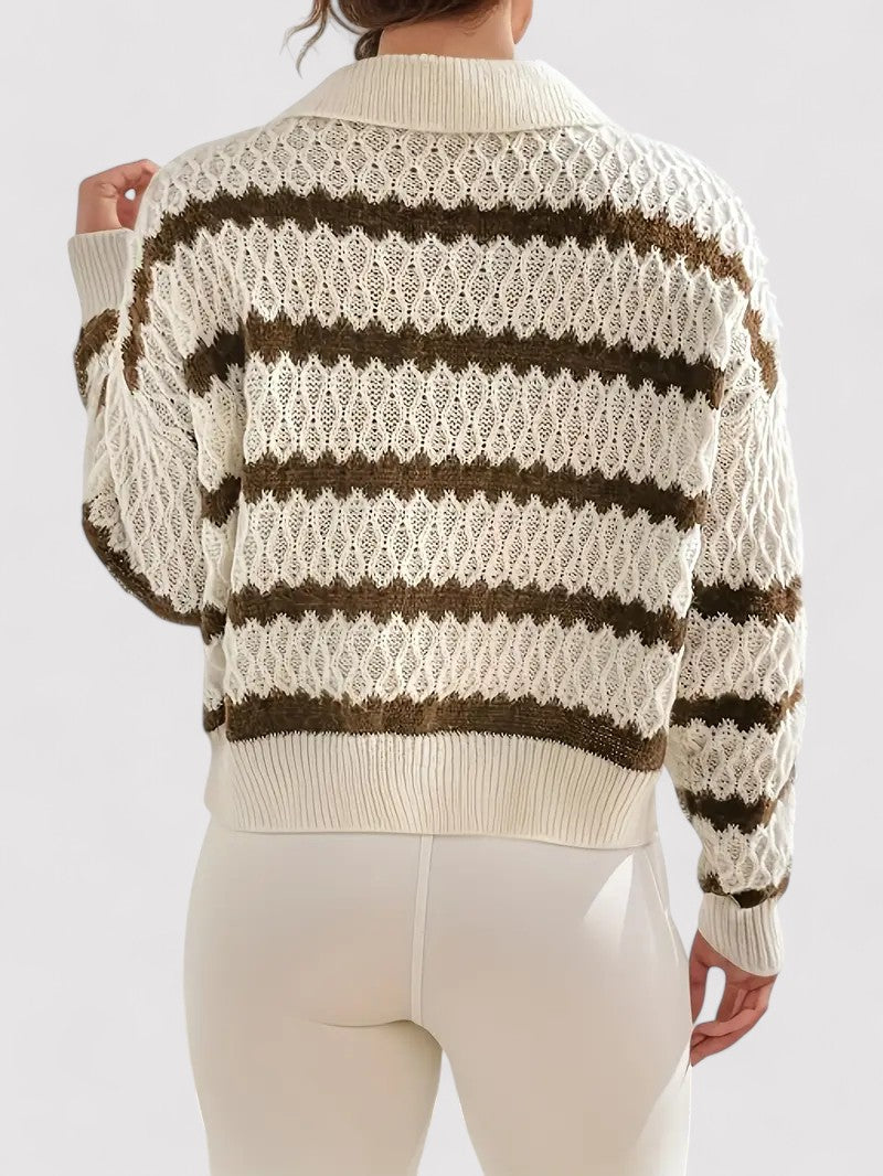 Maglione Autunnale Striato Elegante e Confortevole Stile Italiano