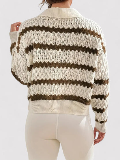 Maglione Autunnale Striato Elegante e Confortevole Stile Italiano