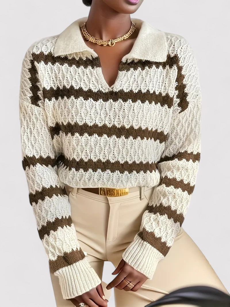 Maglione Autunnale Striato Elegante e Confortevole Stile Italiano