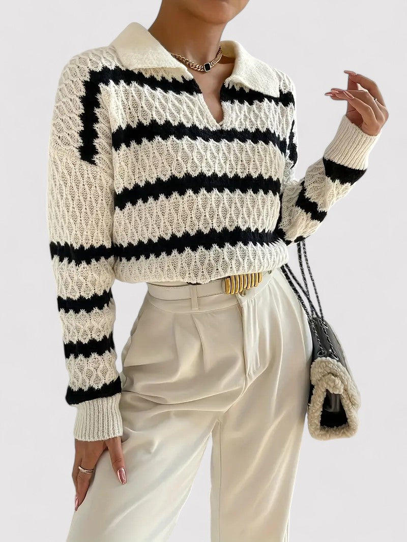Maglione Autunnale Striato Elegante e Confortevole Stile Italiano