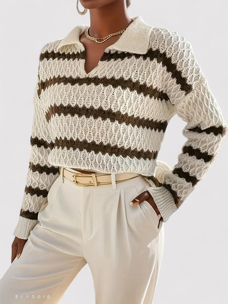 Maglione Autunnale Striato Elegante e Confortevole Stile Italiano