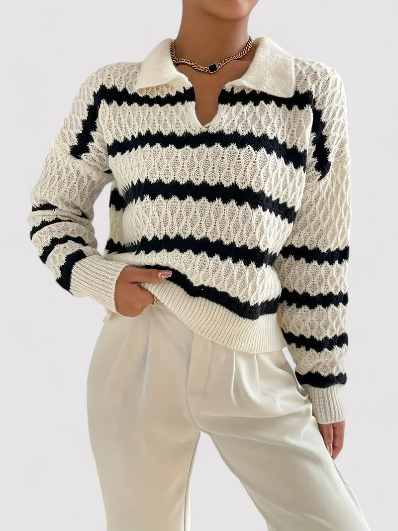 Maglione Autunnale Striato Elegante e Confortevole Stile Italiano