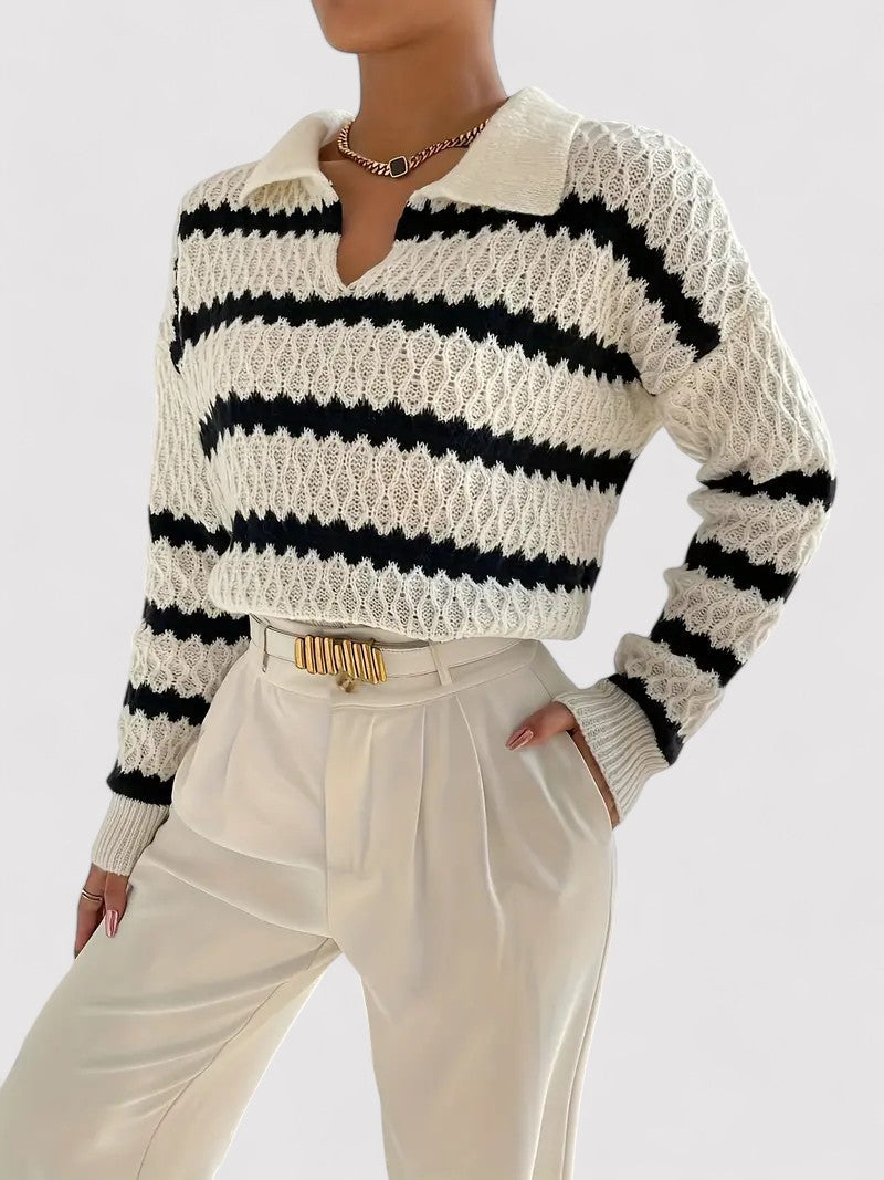 Maglione Autunnale Striato Elegante e Confortevole Stile Italiano