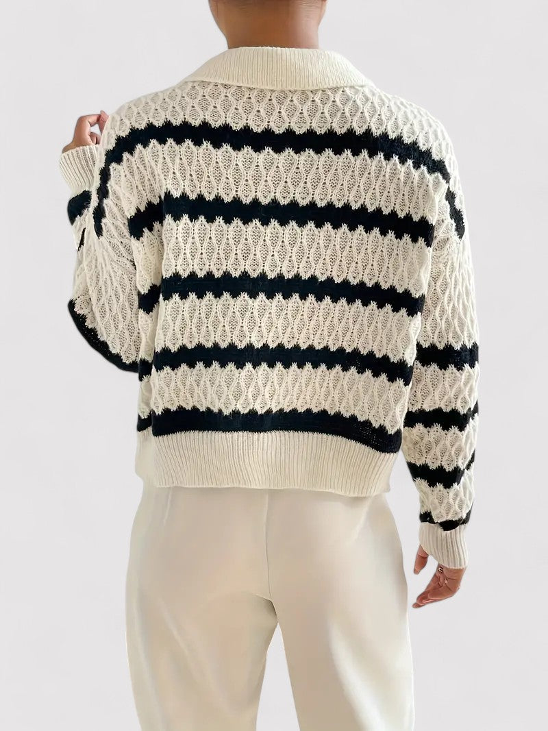Maglione Autunnale Striato Elegante e Confortevole Stile Italiano
