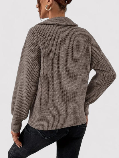 Maglione Classico Donna Mezzo Zip in Tessuto Morbido e Confortevole Stile Italiano