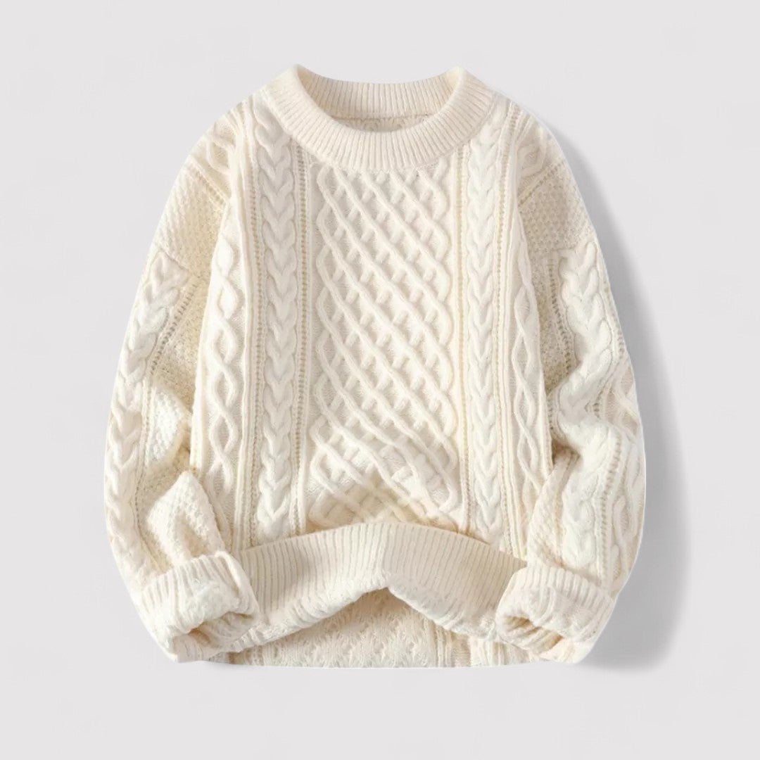Maglione Classico a Treccia in Cotone Ultra-Morbido per Uomo Stile Italiano