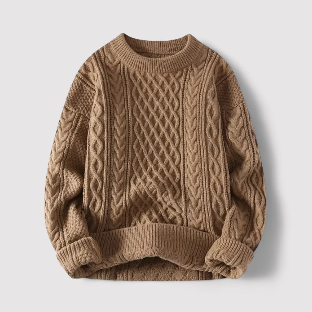 Maglione Classico a Treccia in Cotone Ultra-Morbido per Uomo Stile Italiano