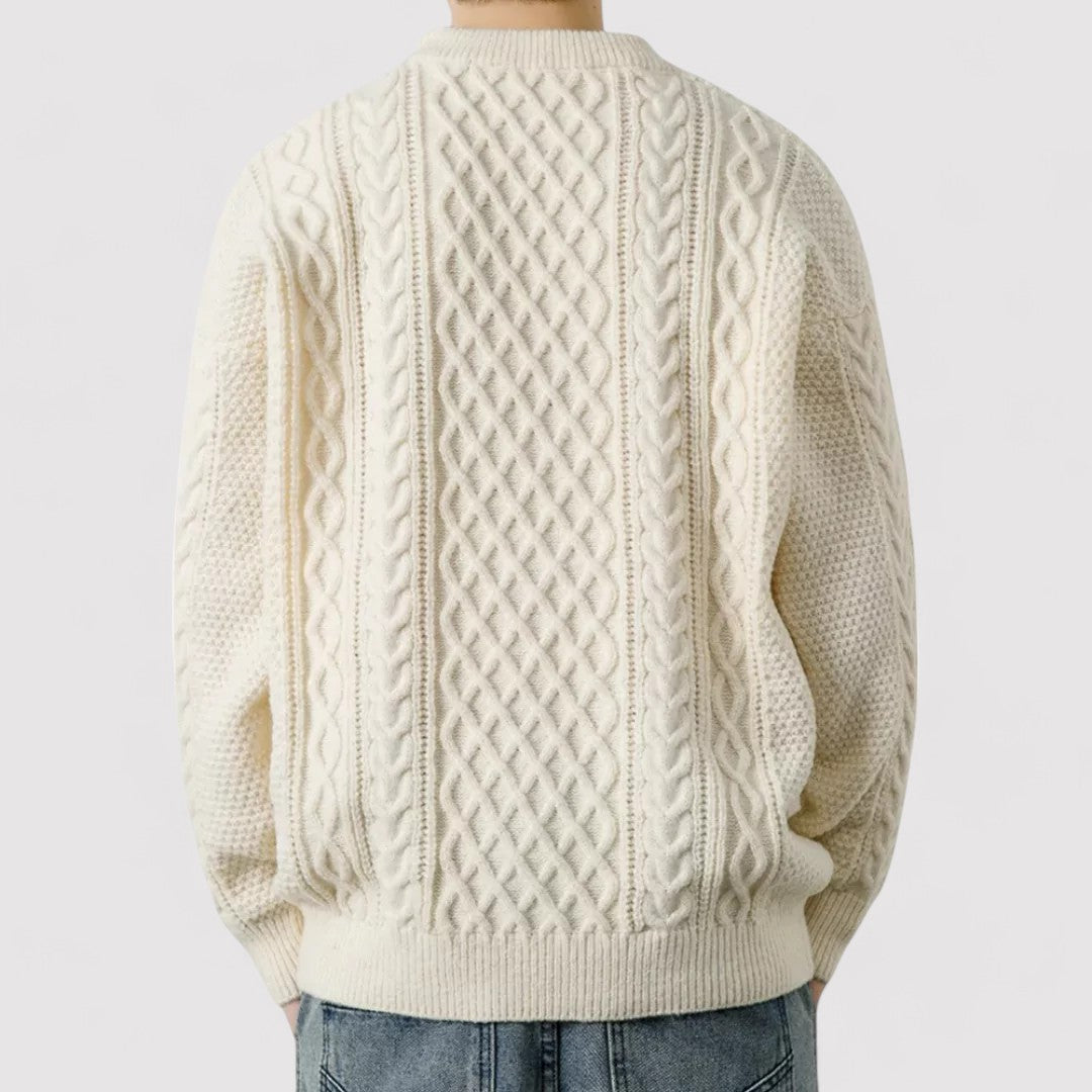 Maglione Classico a Treccia in Cotone Ultra-Morbido per Uomo Stile Italiano
