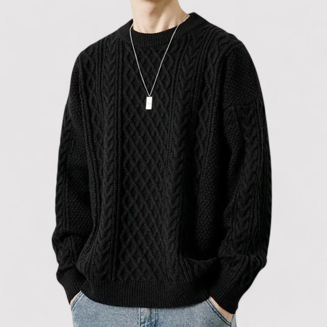 Maglione Classico a Treccia in Cotone Ultra-Morbido per Uomo Stile Italiano