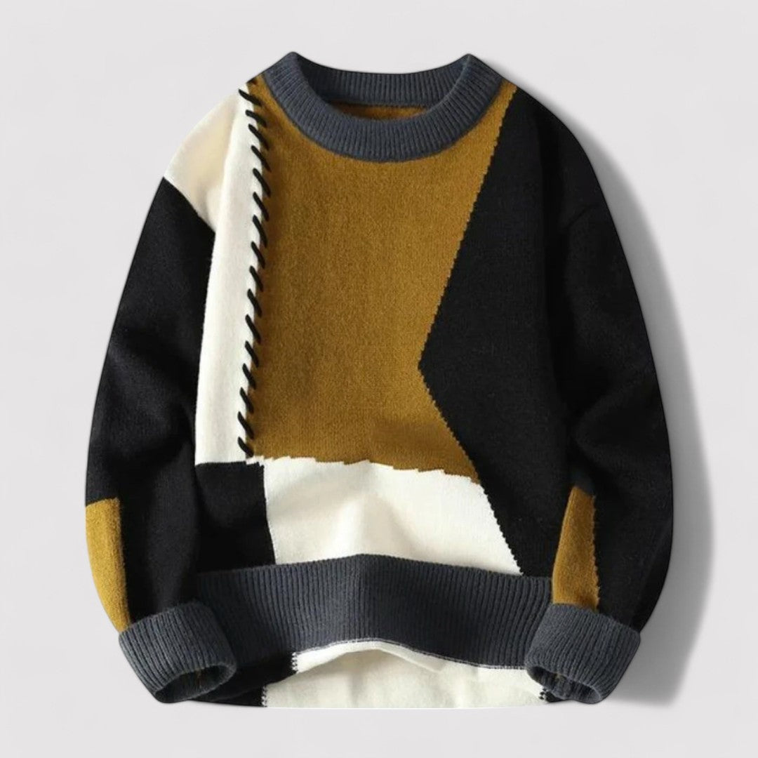 Maglione Colorblock Elegante da Uomo in Tessuto Morbido Stile Italiano