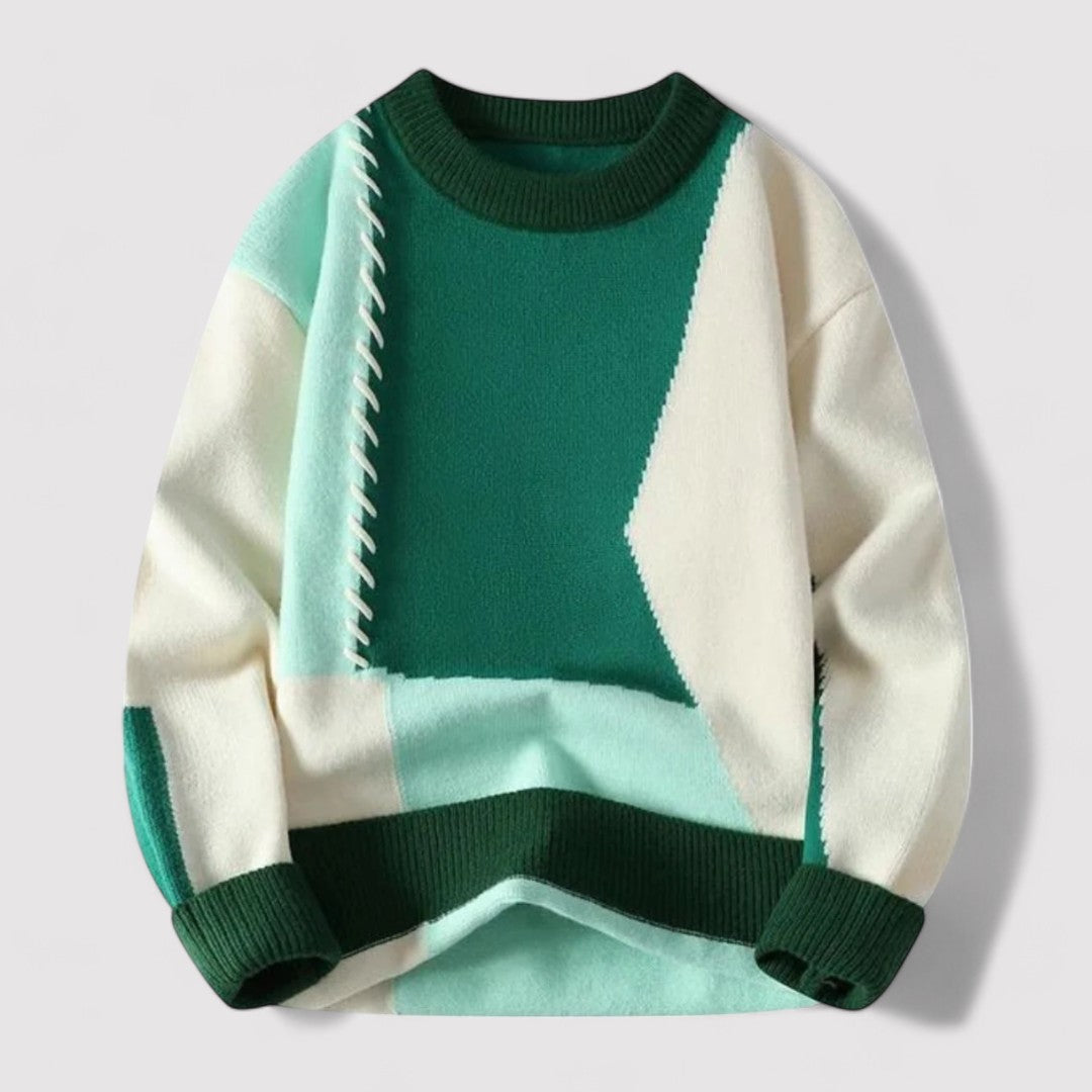 Maglione Colorblock Elegante da Uomo in Tessuto Morbido Stile Italiano