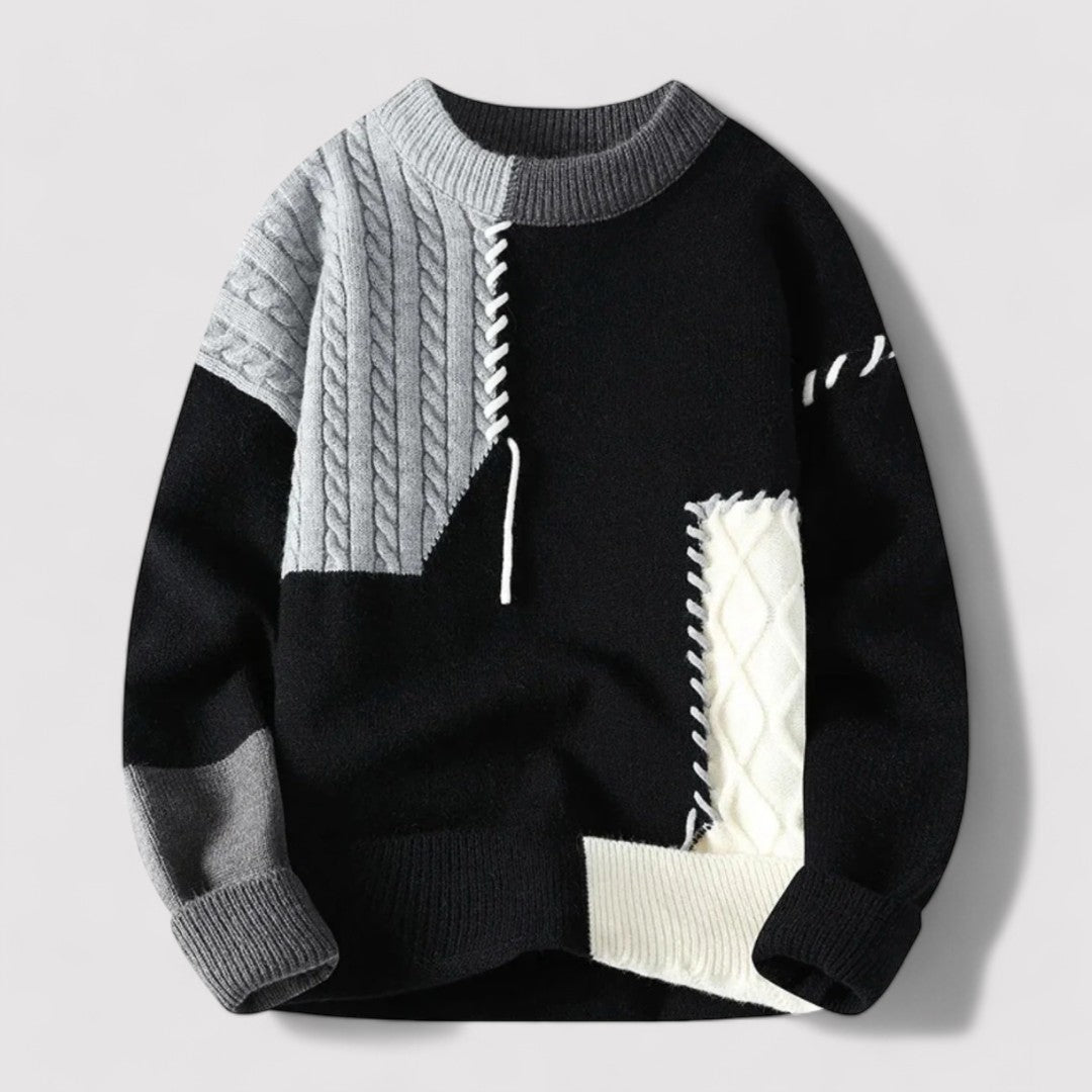 Maglione Colorblock Elegante da Uomo in Tessuto Morbido Stile Italiano