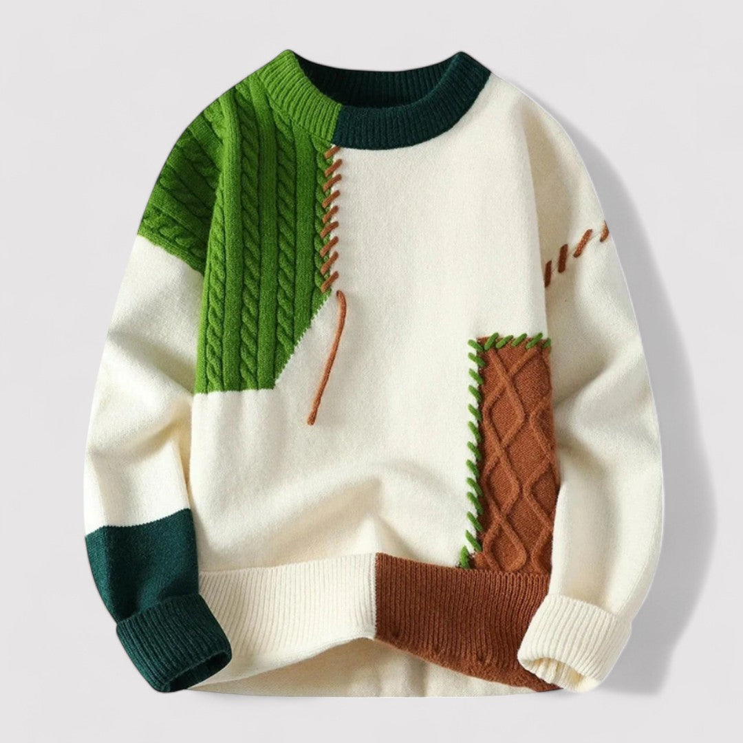 Maglione Colorblock Elegante da Uomo in Tessuto Morbido Stile Italiano