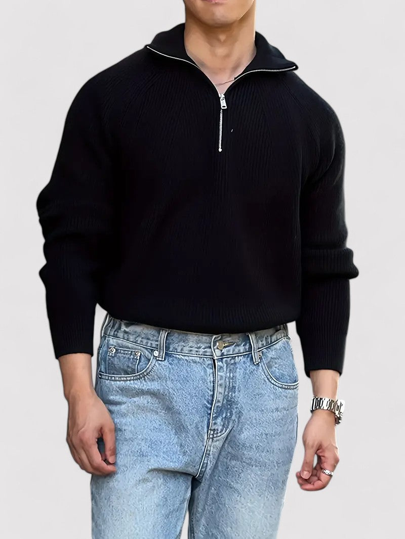 Maglione Elasticizzato con Zip per Uomo - Comfort e Stile Elegante Stile Italiano