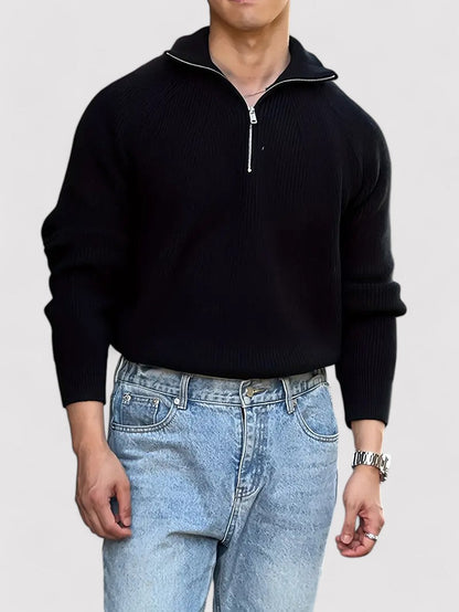 Maglione Elasticizzato con Zip per Uomo - Comfort e Stile Elegante Stile Italiano