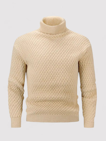 Maglione Elegante Uomo a Collo Alto in Maglia Calda e Spessa Stile Italiano