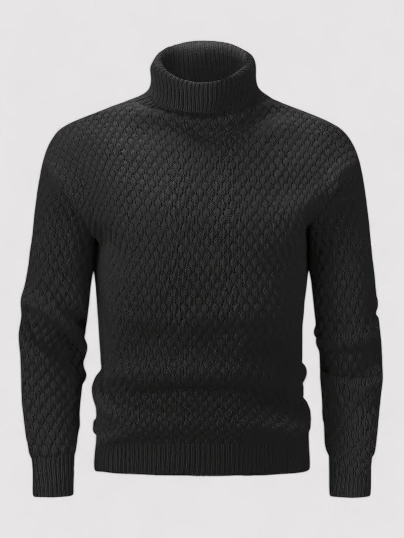 Maglione Elegante Uomo a Collo Alto in Maglia Calda e Spessa Stile Italiano