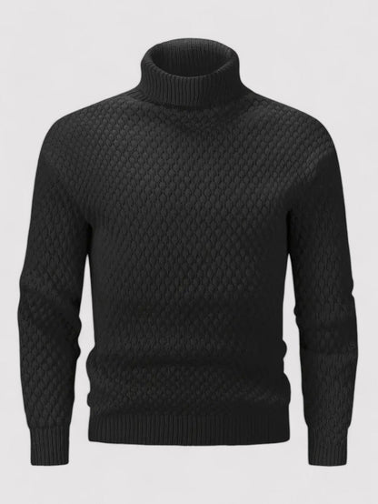 Maglione Elegante Uomo a Collo Alto in Maglia Calda e Spessa Stile Italiano