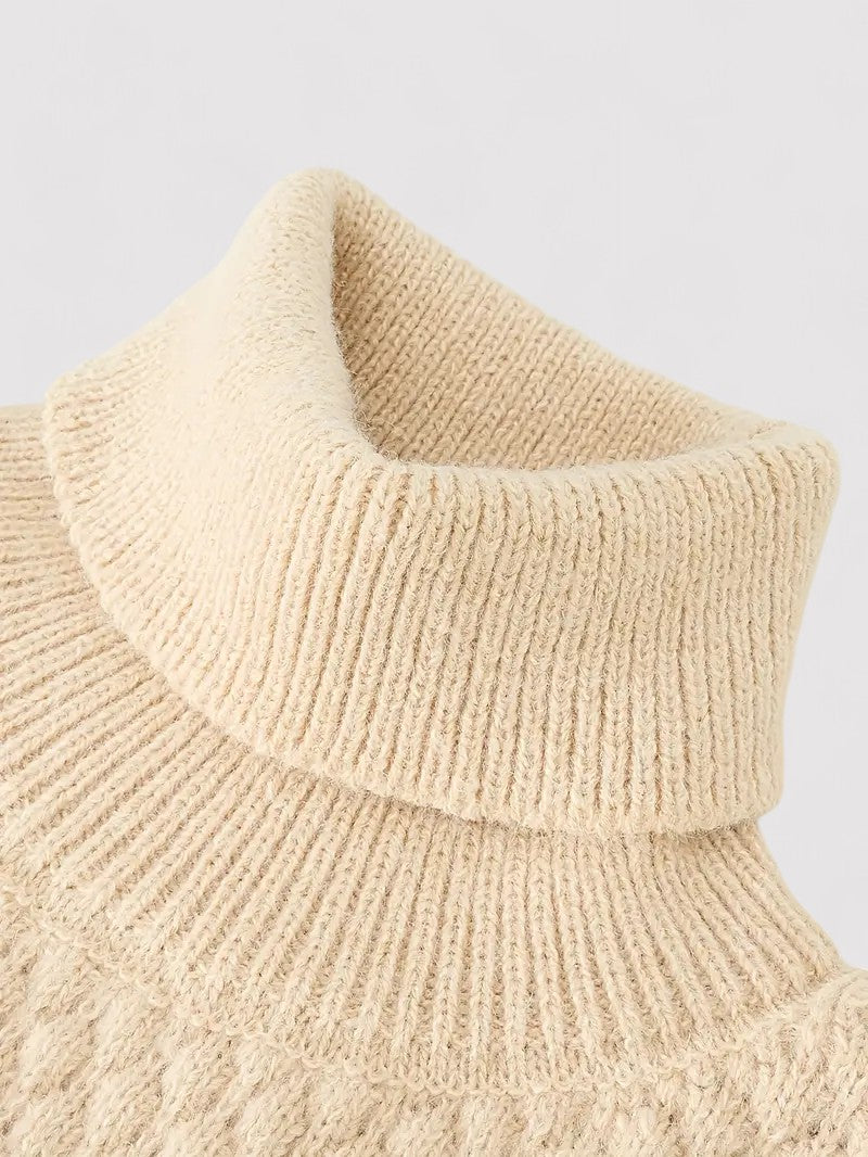Maglione Elegante Uomo a Collo Alto in Maglia Calda e Spessa Stile Italiano