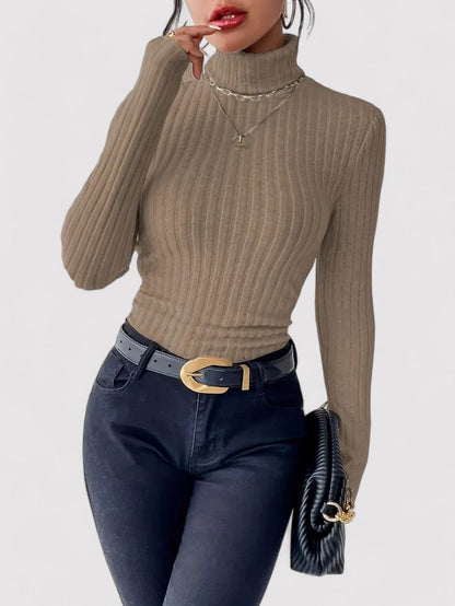 Maglione Elegante da Donna con Collo Alto per Stile e Comfort in Autunno Stile Italiano