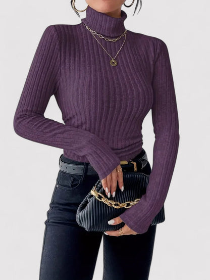 Maglione Elegante da Donna con Collo Alto per Stile e Comfort in Autunno Stile Italiano