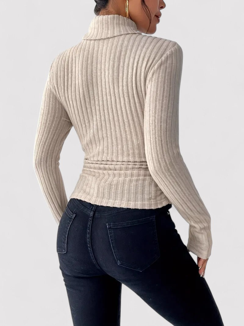 Maglione Elegante da Donna con Collo Alto per Stile e Comfort in Autunno Stile Italiano